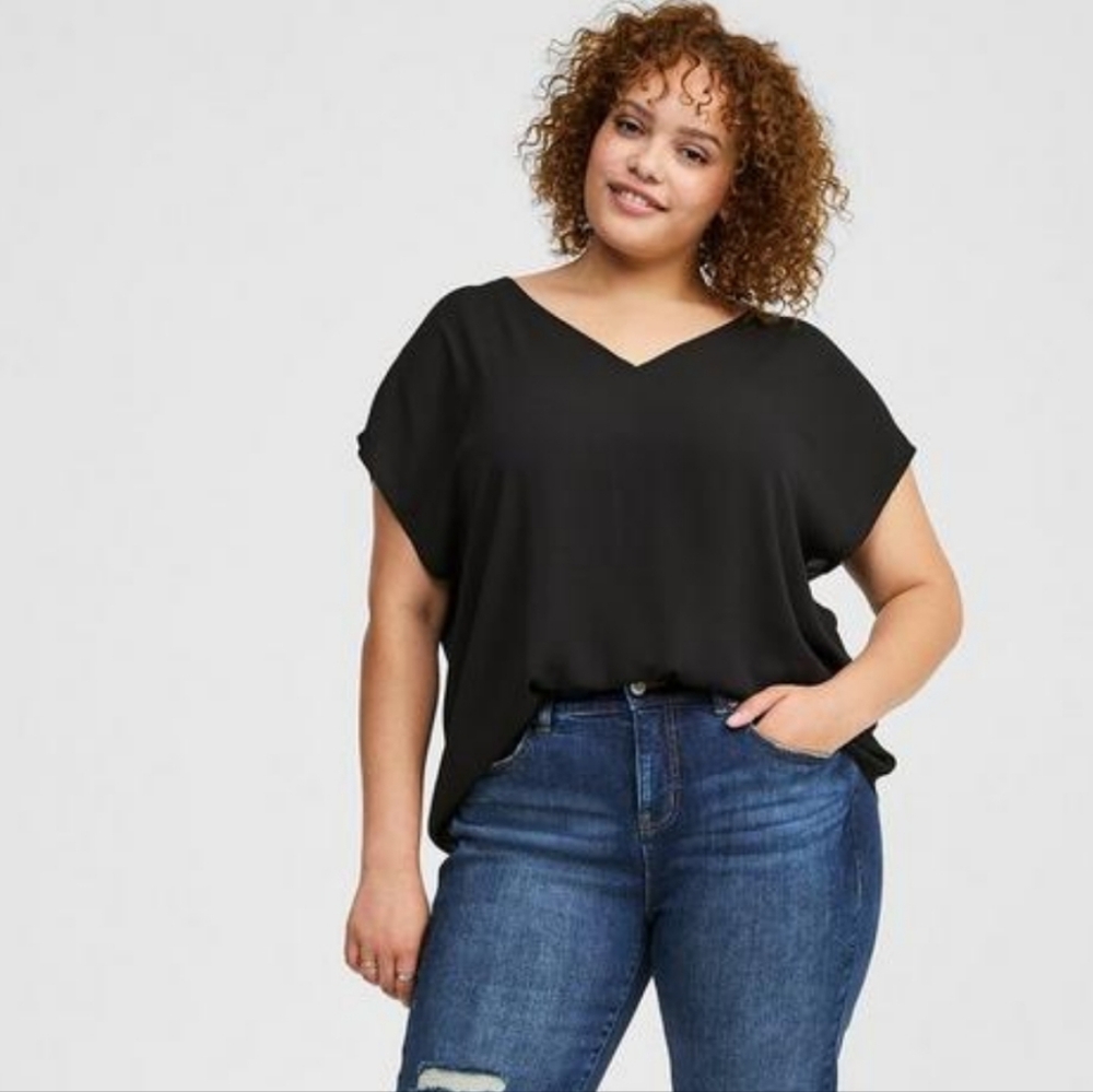 Torrid Georgette Strappy Back Dolman ShortSleeve Blouse